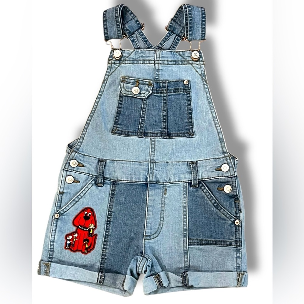 Retro 90s Clifford The Big Red Dog Embroidered Patch Denim Overalls 6X Jordache